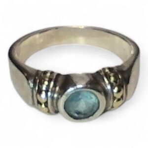 Lagos Caviar Topaz / Sterling Silver / 18k Gold Ring size 6-1/2